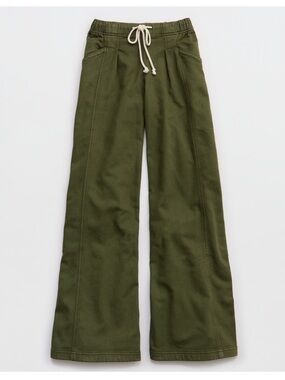 Aerie Olive Wide-Leg High-Rise Pants